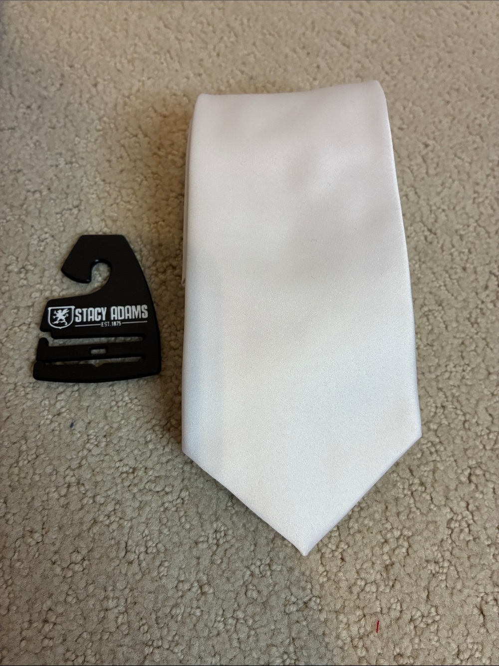 NWT Stacy Adams Solid White Satin Necktie Formal Wedding Tie 👵MT